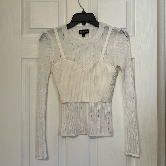 Top shop White fishnet long sleeve - Picture 1 of 5